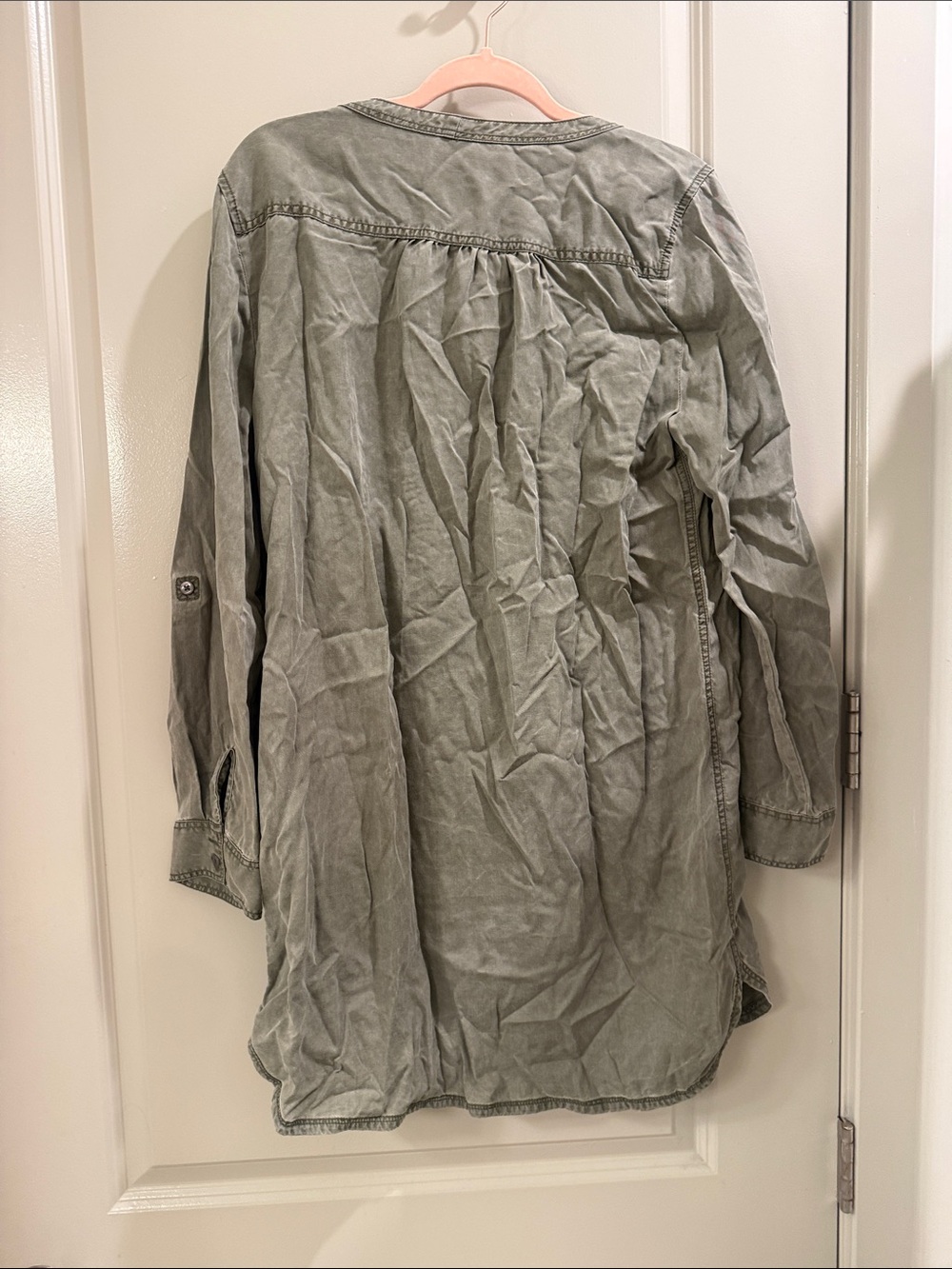 Express Washed Sage Button-Front Tunic - Picture 3 of 3